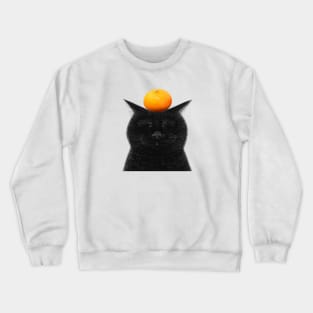 Black cat with tangerine Crewneck Sweatshirt